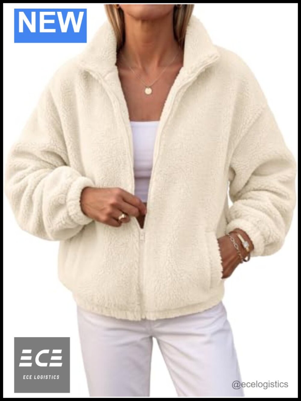 Sherpa Fleece Full Zip Jacket Stand Collar Cozy Coat